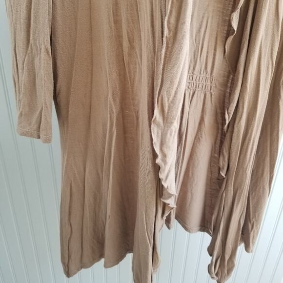 Covington Brown Lightweight Ruffle Waterfall Cardigan - Picture 5 of 6